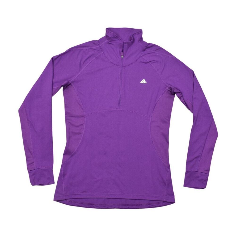 Adidas Purple Pullover Sweater Women's L - Polyester Quarter Zip climate Run